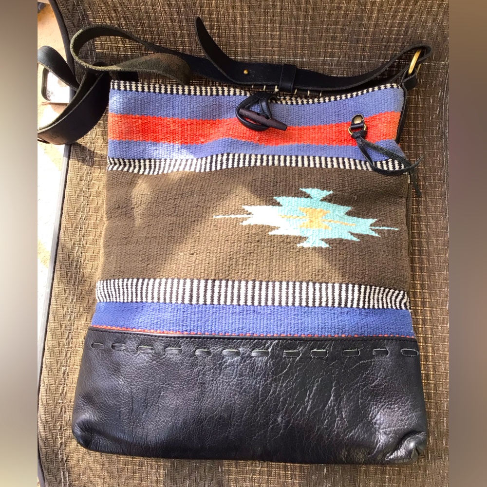 Raj Anthropologie Woven Cotton/Leather Crossbody Bag
